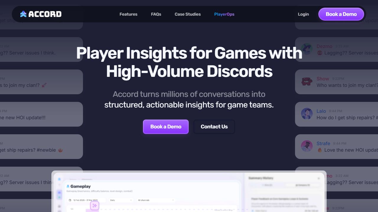 Accord - AI Community Analyst 메인 페이지 캡처