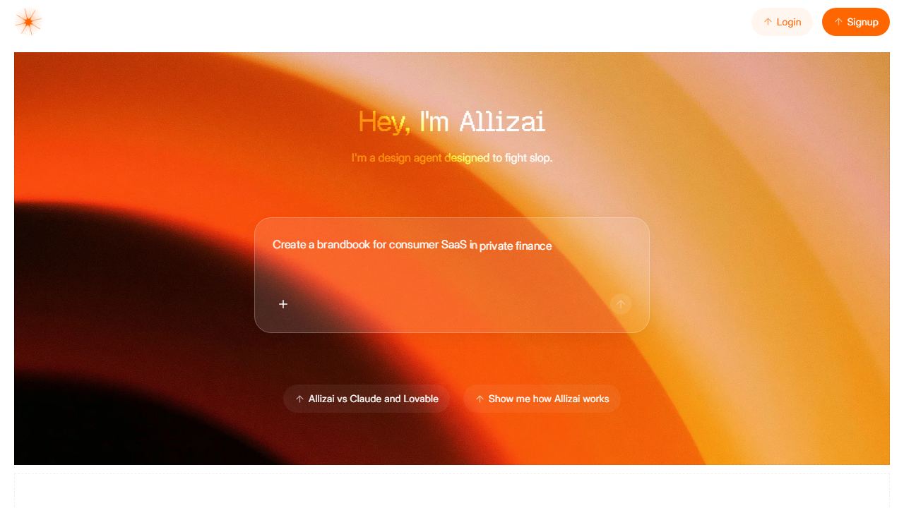 Alliz.ai 메인 페이지 캡처
