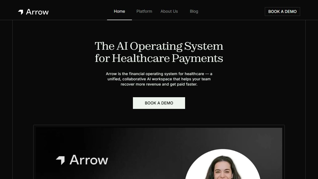 Arrow AI 메인 페이지 캡처