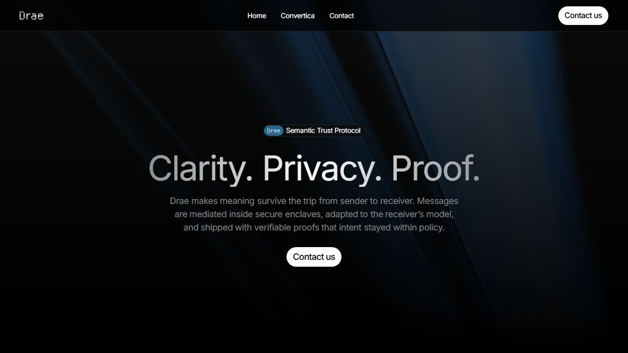 Drae – Semantic Trust Protocol 메인 페이지 캡처