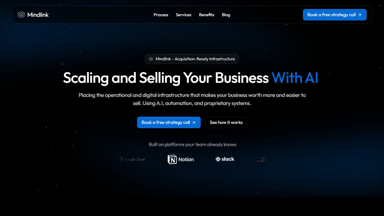 Mindlink Systems 메인 페이지 캡처